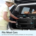 Foldable Electric Wheelchair for Adults, 500W High Power Electric Wheelchair, 350LBS Capacity & Ultimate Safety Design, All-Terrain Pneumatic Tires (Blue)