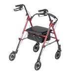 Drive Medical Adjustable Red Rollator Walker with Seat