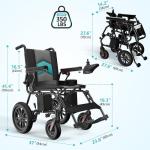 Foldable Electric Wheelchair for Adults, 500W High Power Electric Wheelchair, 350LBS Capacity & Ultimate Safety Design, All-Terrain Pneumatic Tires (Blue)