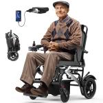 Electric Wheelchairs for Adults, Power Motorized Foldable Wheelchairs for Seniors Support 350 LBS, Only 36LBS Weight,15 Miles Range, 500W Brushless Motors& LED Light& Airline Approval-(CoIor-SiIver)