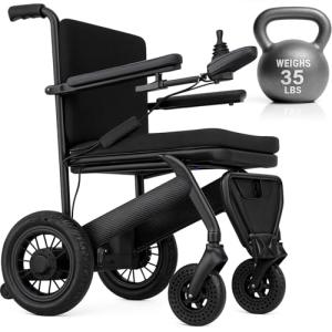 Vive Lightweight Electric Wheelchair for Adults - Foldable Power Wheel Chair - Collapsible, Folding, Ultralight, Motorized, Light Weight Travel Senior Carbon Fiber Mobility Aid - Weighs 35 lbs