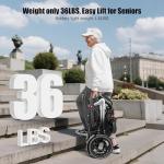 Electric Wheelchairs for Adults, Power Motorized Foldable Wheelchairs for Seniors Support 350 LBS, Only 36LBS Weight,15 Miles Range, 500W Brushless Motors& LED Light& Airline Approval-(CoIor-SiIver)