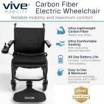 Vive Lightweight Electric Wheelchair for Adults - Foldable Power Wheel Chair - Collapsible, Folding, Ultralight, Motorized, Light Weight Travel Senior Carbon Fiber Mobility Aid - Weighs 35 lbs