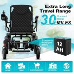 KERDOM Electric Wheelchair for Adults, Upgrade 30+ Miles Range Foldable Power Wheelchair, 350LBS Weight Capacity, Enlarged Thickened Frame Electric Wheelchair, Lithium Battery*2, EABS Brake System