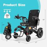 KERDOM Electric Wheelchair for Adults, Upgrade 30+ Miles Range Foldable Power Wheelchair, 350LBS Weight Capacity, Enlarged Thickened Frame Electric Wheelchair, Lithium Battery*2, EABS Brake System