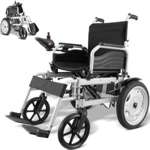 VEVOR Motorized Wheelchair for Adults and Elderly, Supports up to 265 lbs, 17.5-inch Seat, Compact Folding Design for Easy Travel, Up to 12.5 Miles Coverage, Terrain Versatile, with Adjustable Back