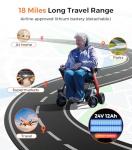 Foldable Electric Wheelchair for Adults & Seniors, Power Wheelchair Walker Combo with Height-Adjustable Handles, Airline Approved, Travel Size, 18 Miles Range, Motorized Wheelchair, Red, Paiseec W1