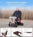 Foldable Electric Wheelchair for Adults & Seniors, Power Wheelchair Walker Combo with Height-Adjustable Handles, Airline Approved, Travel Size, 18 Miles Range, Motorized Wheelchair, Red, Paiseec W1