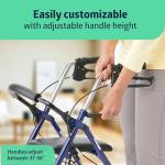 Blue Rollator Walker with Seat and Adjustable Handles