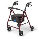 Medline Burgundy Rollator Walker for Seniors 350 lb