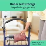 Blue Rollator Walker with Seat and Adjustable Handles