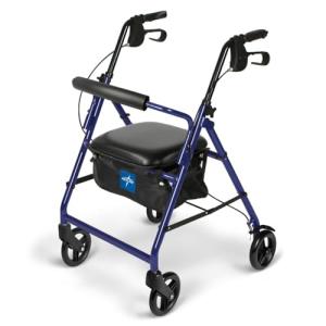 Lightweight Aluminum Rollator Walker with Seat, Blue