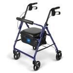 Lightweight Aluminum Rollator Walker with Seat, Blue