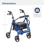 Drive Medical Duet Folding Wheelchair and Walker, Blue
