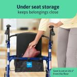 Lightweight Aluminum Rollator Walker with Seat, Blue