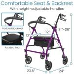 Vive Mobility Foldable Rollator Walker with Seat