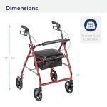 Drive Medical Aluminum Rollator with Padded Seat