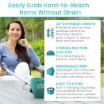 Vive 32" Suction Cup Reacher Grabber Tool (2 Pack)