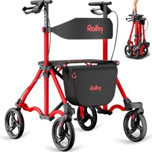 Lightweight Foldable Rollator Walker with Seat