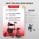 Lightweight Foldable Rollator Walker with Seat