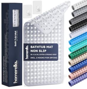 Homerella Non-Slip Bathtub Mat with Drying Hooks