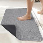 Non-Slip Grey Bath Mat, Quick-Dry and Washable
