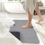 Non-Slip Grey Bath Mat, Quick-Dry and Washable