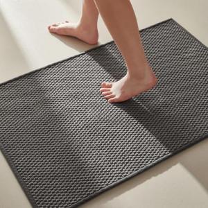 Non-Slip Washable Bath Mat, Dark Grey 16"x24