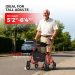 Lightweight Foldable Rollator Walker with Seat