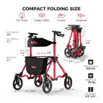 Lightweight Foldable Rollator Walker with Seat