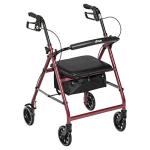 Drive Medical Folding Rollator Walker with Seat, Red