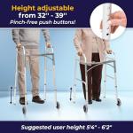 Drive Medical Folding Walker with Wheels for Seniors