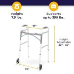 Drive Medical Folding Walker with Wheels for Seniors
