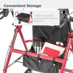 Drive Medical Folding Rollator Walker with Seat, Red
