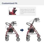 Drive Medical Folding Rollator Walker with Seat, Red