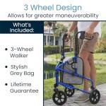 Vive Mobility Lightweight 3-Wheel Walker for Seniors