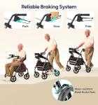 Bluelog 350lb Rollator Walker with Seat and Cup Holder