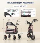 Bluelog 350lb Rollator Walker with Seat and Cup Holder