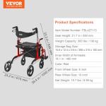VEVOR 2-in-1 Rollator Walker and Transport Chair
