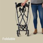 Foldable Aluminum Rollator with Backrest, Navy
