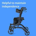 Foldable Aluminum Rollator with Backrest, Navy