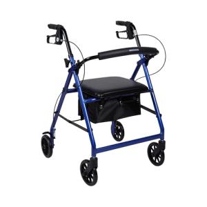Lightweight McKesson Rollator Walker with Seat, Blue