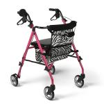 Lightweight Pink Zebra Rollator Walker for Seniors