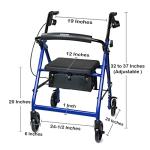 Lightweight McKesson Rollator Walker with Seat, Blue