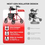 Lightweight Rollator Walker with Extra-Wide Seat