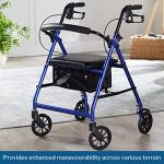 Lightweight McKesson Rollator Walker with Seat, Blue