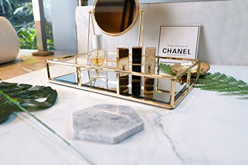 Champagne Gold Mirrored Decorative Jewelry Tray 12"x8