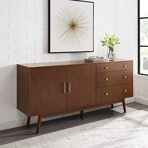 Mid-Century Modern Walnut Sideboard Cabinet, 70 Inch