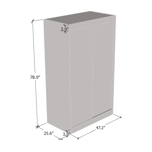 Aria 2 Door 47" Wardrobe (White with Mirror)