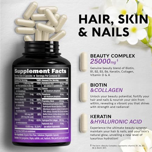 Hair Growth Support Pills with Biotin and Collagen